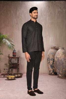black cotton short kurta for mens 3