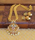 Matte finish peacock necklace set