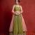 Olive Green and Peach Gotapatti Scallop Lehenga
