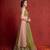 Olive Green and Peach Gotapatti Scallop Lehenga