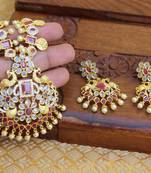 Designer cz peacock necklace set