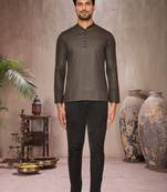 brown cotton short kurta for mens