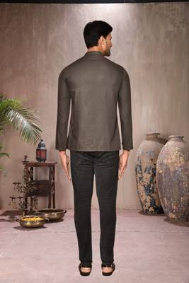 brown cotton short kurta for mens 4