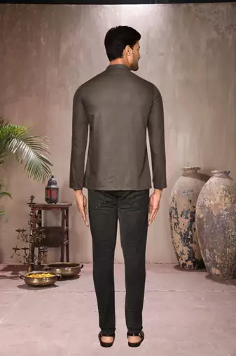 brown cotton short kurta for mens