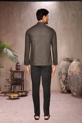 brown cotton short kurta for mens 4