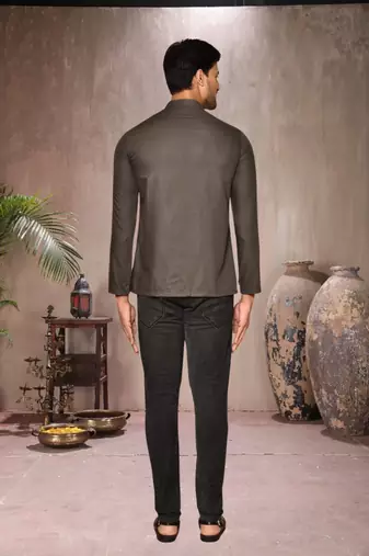 brown cotton short kurta for mens