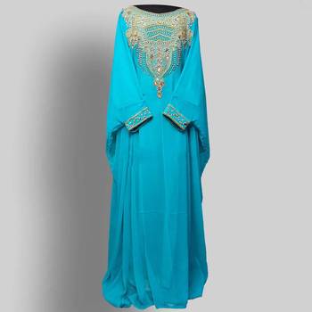 Sky Blue Georgette Zari Embroidered Kaftan 1