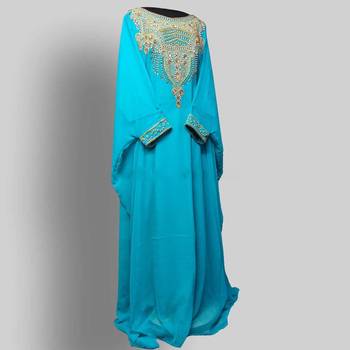 Sky Blue Georgette Zari Embroidered Kaftan 2
