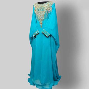 Sky Blue Georgette Zari Embroidered Kaftan 3