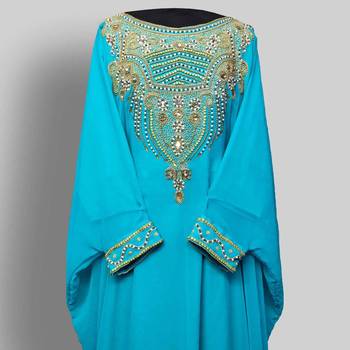 Sky Blue Georgette Zari Embroidered Kaftan 4