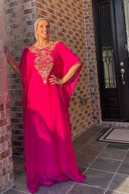 Pink Handcrafted Zari work Stitched Georgette Kaftan Party Dress 1