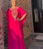 Pink Handcrafted Zari work Stitched Georgette Kaftan Party Dress