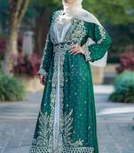 Green Georgette Kaftan for Women with Zari Work