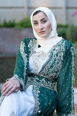 Green Georgette Kaftan for Women with Zari Work 2