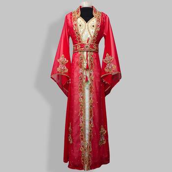 Red Handcrafted Zari work Stitched Georgette Kaftan Party Dress 1