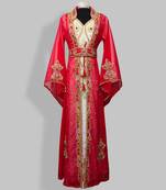 Red Handcrafted Zari work Stitched Georgette Kaftan Party Dress