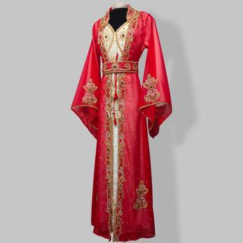 Red Handcrafted Zari work Stitched Georgette Kaftan Party Dress 4