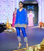 Electic blue floral tuinc pant set