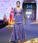 Multicolor indi-leheriya tunic sharara set