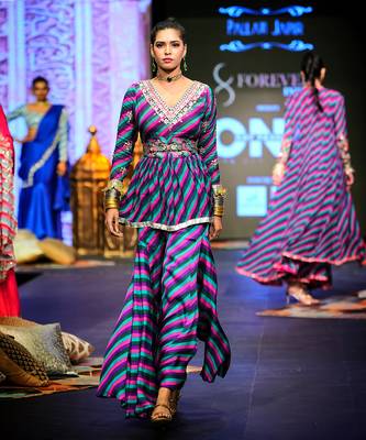 Multicolor indi-leheriya tunic sharara set 2