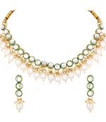 Stefan meenakari work white kundan chokar necklace set for women (cajns1031)