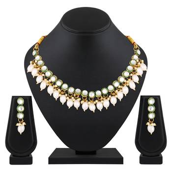 Stefan meenakari work white kundan chokar necklace set for women (cajns1031) 2