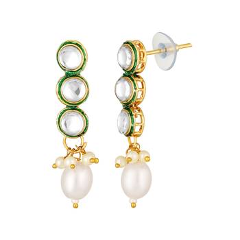 Stefan meenakari work white kundan chokar necklace set for women (cajns1031) 4