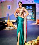 Emerald green skirt saree set