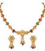 Stefan gold plated multicolour floral necklace set for women (cajns1037)