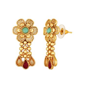 Stefan gold plated multicolour floral necklace set for women (cajns1037) 4