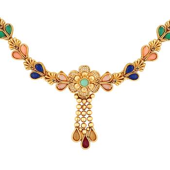 Stefan gold plated multicolour floral necklace set for women (cajns1037) 5