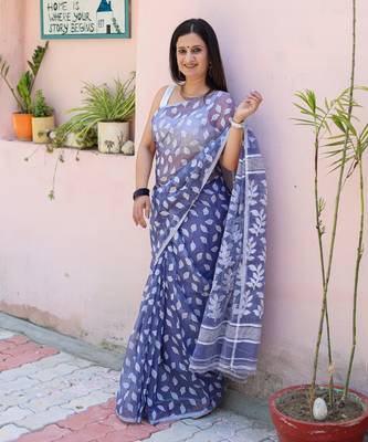 Handloom Jamdani on silk cotton 1