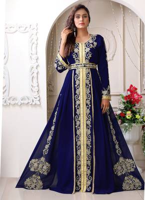 Arabic darkblue wedding designer moroccan kaftan 1