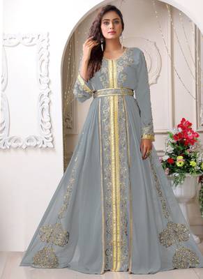 Grey Georgette Stone Work Kaftan 1