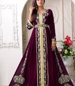 Arabic violet wedding designer moroccan kaftan