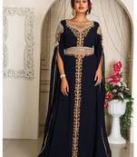 Arabic black georgette islamic modern dubai kaftan