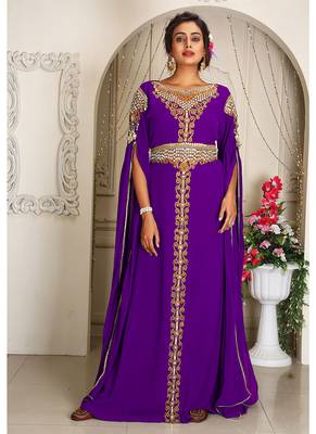 Arabic purple georgette islamic modern dubai kaftan 1