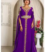 Arabic purple georgette islamic modern dubai kaftan