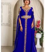 Arabic blue georgette islamic modern dubai kaftan