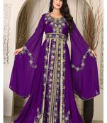 Purple islamic wedding designer arabic maxi hand beaded dubai ladies long sleeve moroccan arabic party wear kaftan