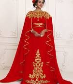 Red and gold embroidery israeli dress islamic design kaftan takchita wedding party wear kaftan
