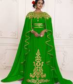 Parrotgreen and gold embroidery israeli dress islamic design kaftan takchita wedding party wear kaftan