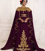 Violet and gold embroidery israeli dress islamic design kaftan takchita wedding party wear kaftan