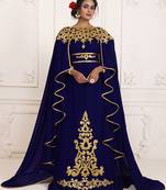 Darkblue and gold embroidery israeli dress islamic design kaftan takchita wedding party wear kaftan