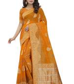 Mustard Zari Weaving Tassel Pallu Viscose Saree