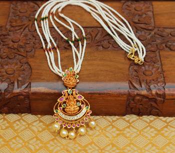 Lovely temple pendant with beads mala 1
