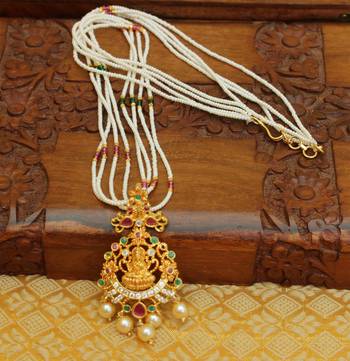 Lovely temple pendant with beads mala 1