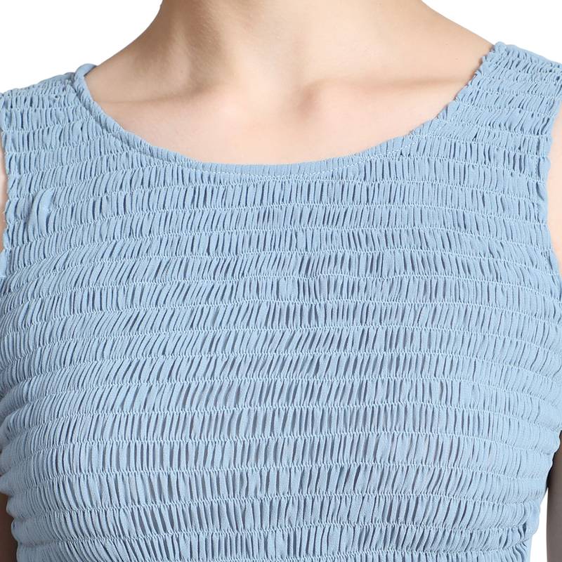 Blue woven georgette short-dresses