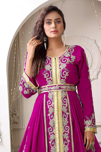 Arabic pink wedding designer moroccan kaftan