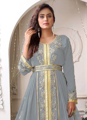 Grey Georgette Stone Work Kaftan 2